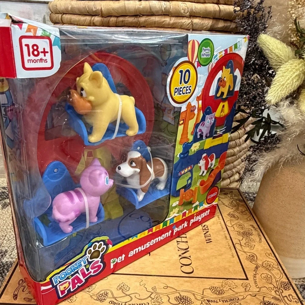 New Toddlers 10 Pc Pet Carnival Amusement Park Rides & Figures Toy Set